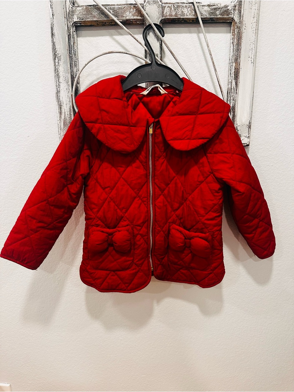 H&M Kids Quilted Red Jacket with Bow Pockets